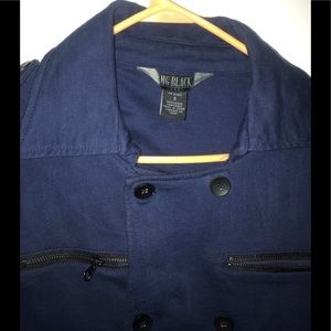 Navy blue and black pea coat jacket